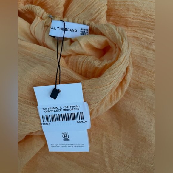 Faithfull the Brand Constance Linen Gauze Minidress Saffron orange Yellow Large - Picture 3 of 10